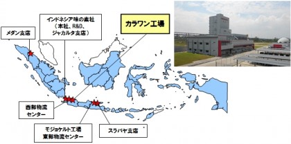 インドネシアにおける味の素の拠点配置