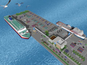 新港第3突堤の新ターミナル完成予想図 新港第3突堤の新ターミナル完成予想図