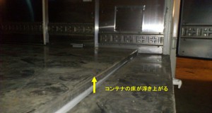 ）空気バルーンがコンテナ内部の床を持ち上げ、輸送中の振動を吸収