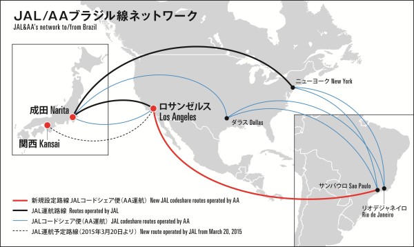 JAL、アメリカン航空と米伯間でコードシェア拡大