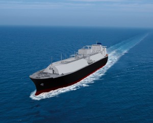 ▲新型LNG船のイメージ（出所：マリンユナイテッド）