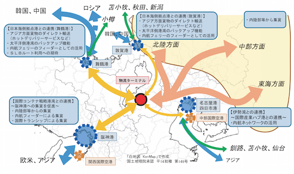 ▲周辺港湾との施策の連携イメージ（出所：湖南市）