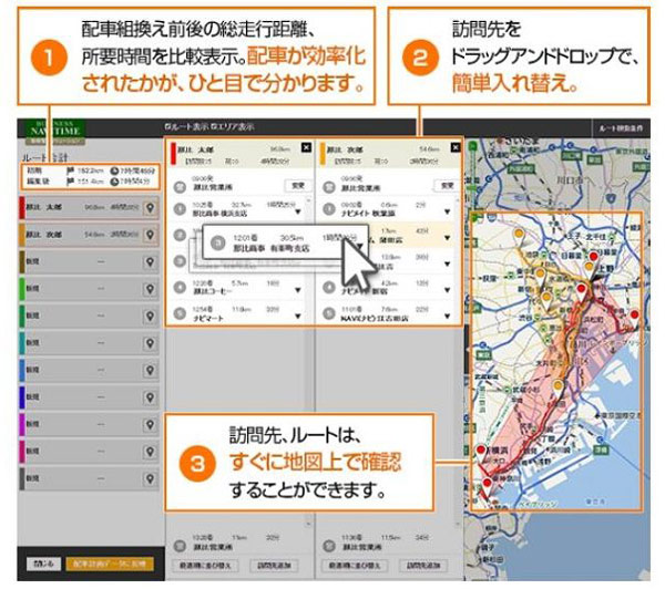 ナビタイム、法人向け配車計画システムを強化3