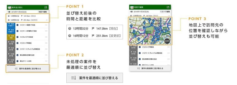 ナビタイム、法人向け運行管理の並べ替え機能強化