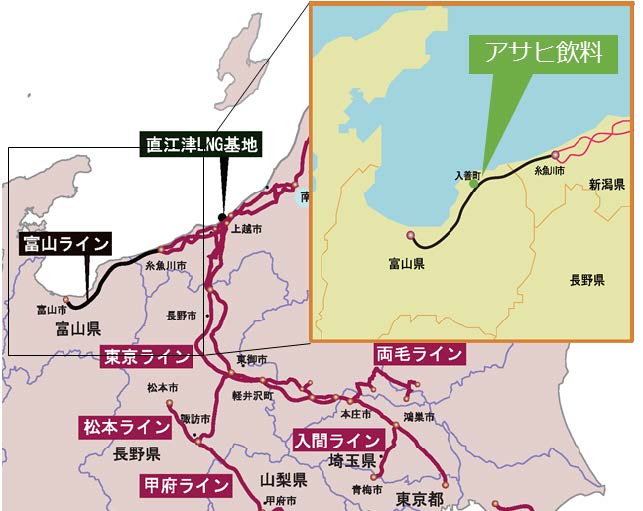 国際帝石、アサヒ飲料北陸工場への天然ガス供給開始