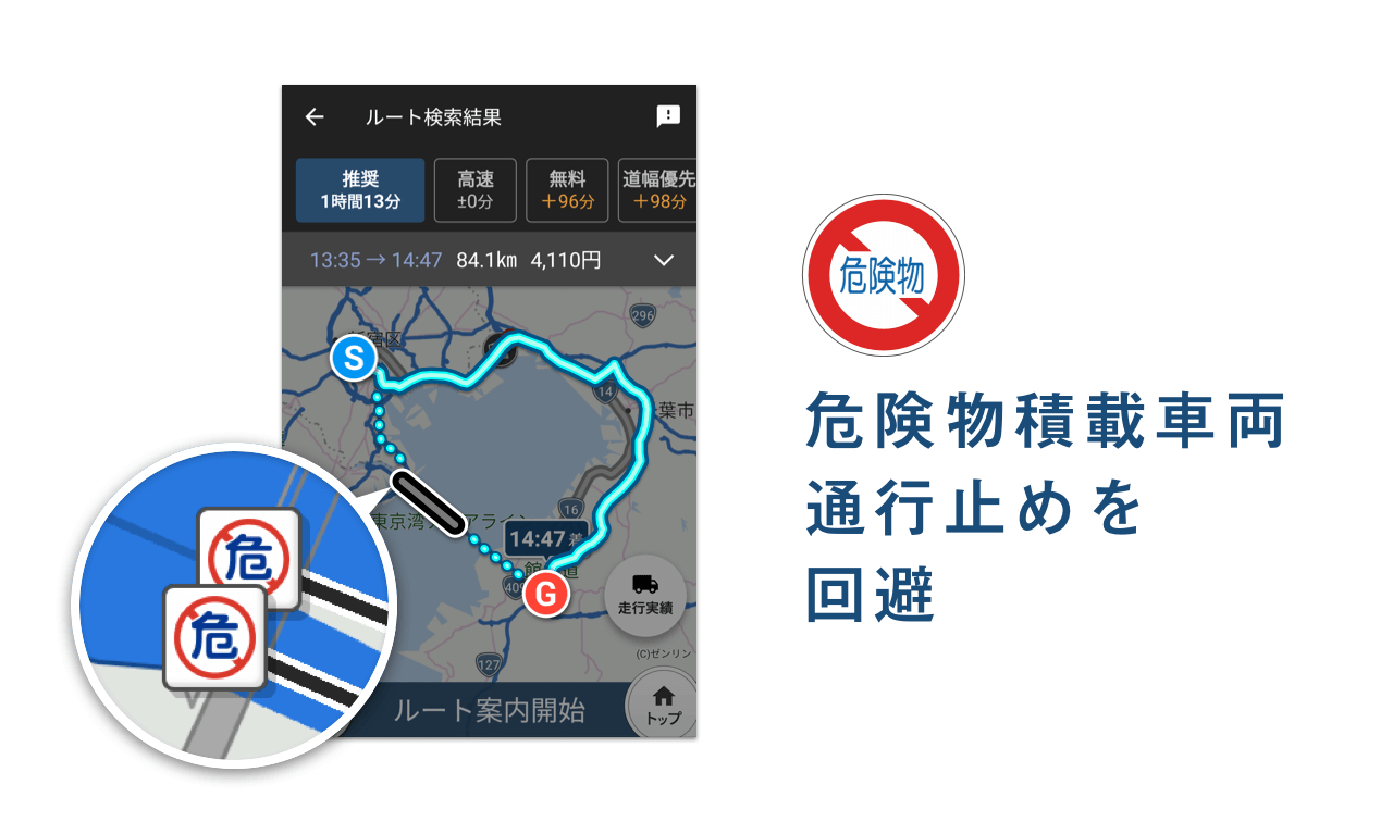 トラックカーナビに危険物積載車両向け新機能